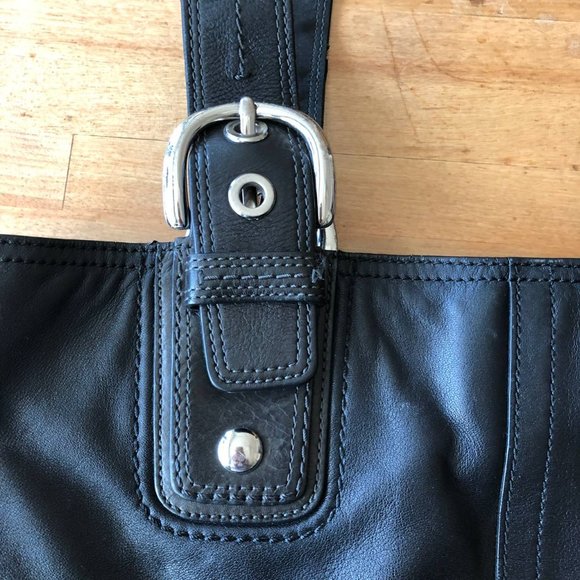 Coach soho Black Leather Buckle Satchel Tote Shoulder Bag Hand Purse 13110 - Picture 8 of 15
